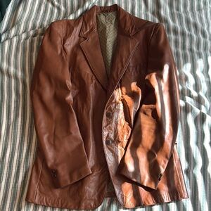 Vintage Clipper Mist Leather Blazer